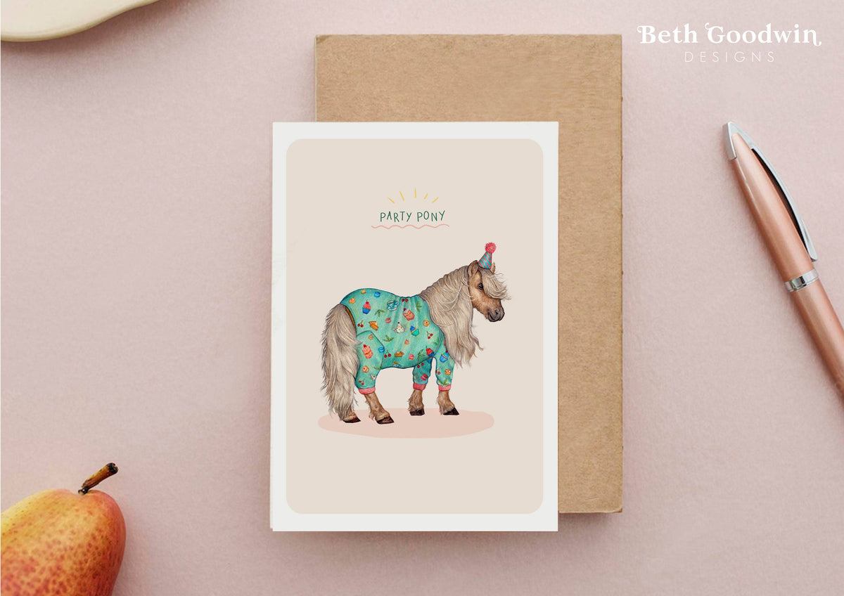Shetland Pony Birthday Card By Beth Goodwin Designs