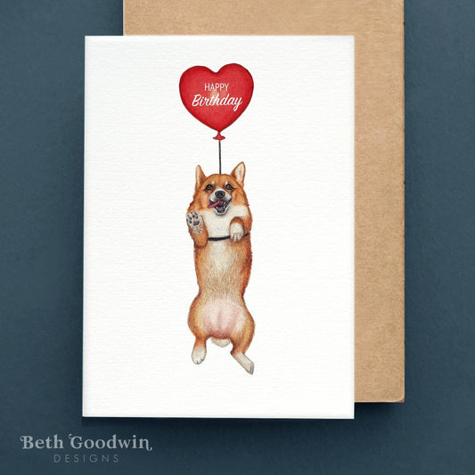 Corgi Balloon Birthday Card By Beth Goodwin Designs