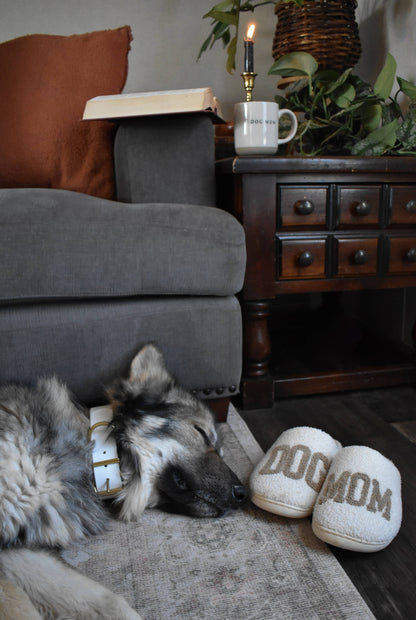 Dog Mom Slippers - TAUPE