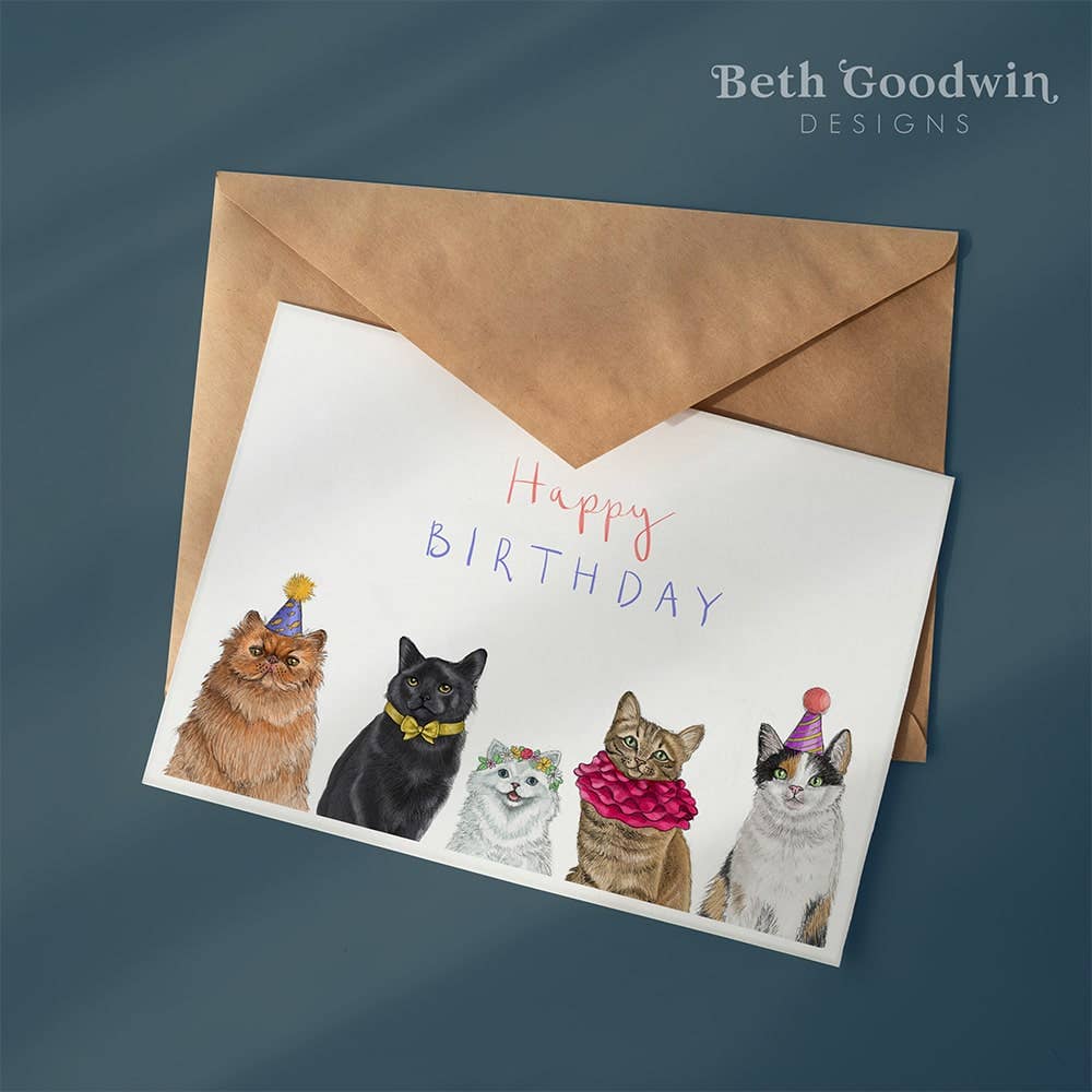 Party Cats Birthday Card 1by Beth Goodwin Designs