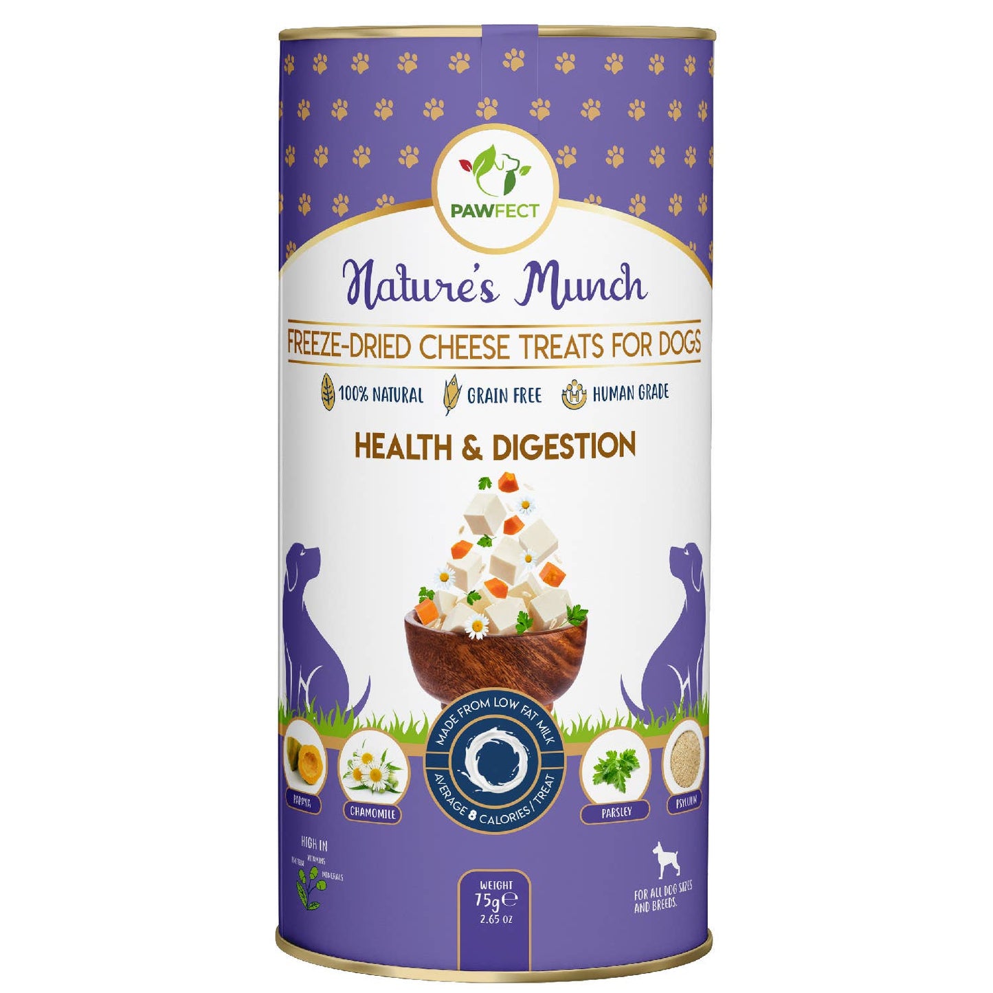 Freeze Dried Cottage Cheese With Chamomile, Psyllium, Papaya & Parsley | Health & Digestion Treats for Dogs