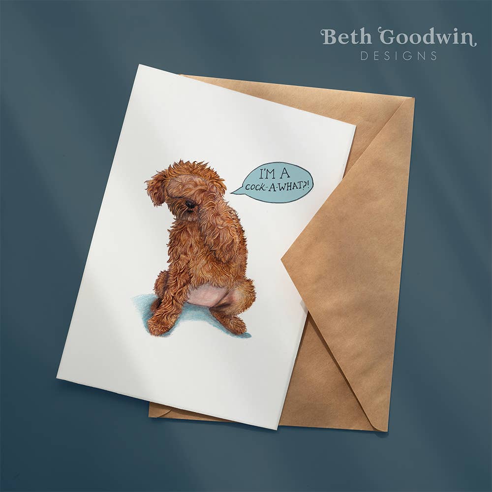 Funny Cockapoo Greetings Card By Beth Goodwin Designs