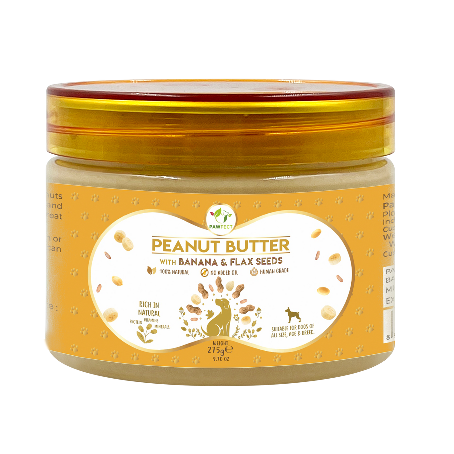 Pawfect Peanut Butter with Banana & Flaxseeds for Dogs & Puppies