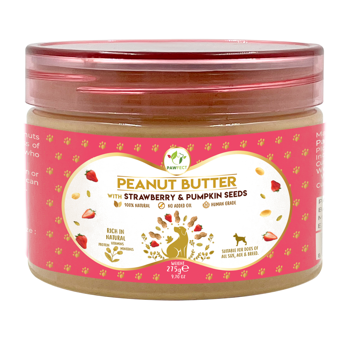 Pawfect Peanut Butter with Strawberry & Pumpkin Seeds for Dogs & Puppies